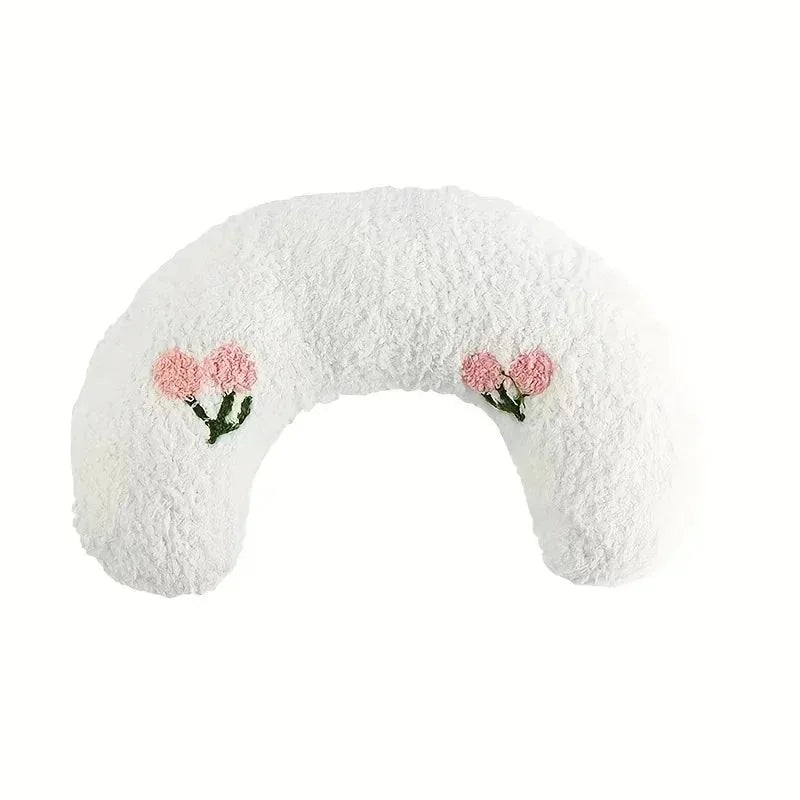 U-Shaped Cat Pillow Soft Plush Neck Support with Embroidery