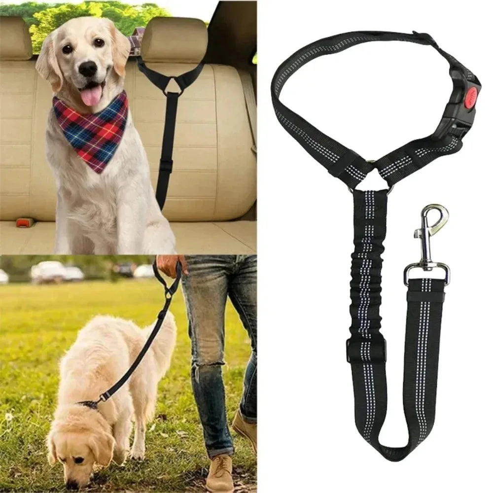 Pet Car Backseat Leash Belt Durable Nylon Safety Adjustable