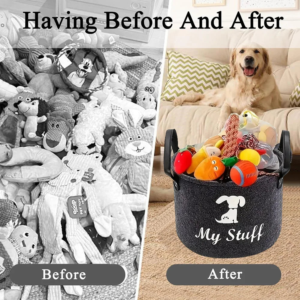 Felt Dog Toy Storage Basket for Organizing Pet Supplies