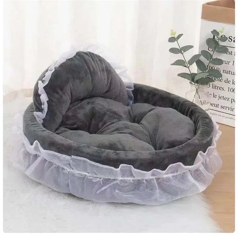 Dreamy Lace Bow Pet Elegant Cozy Nest Bed