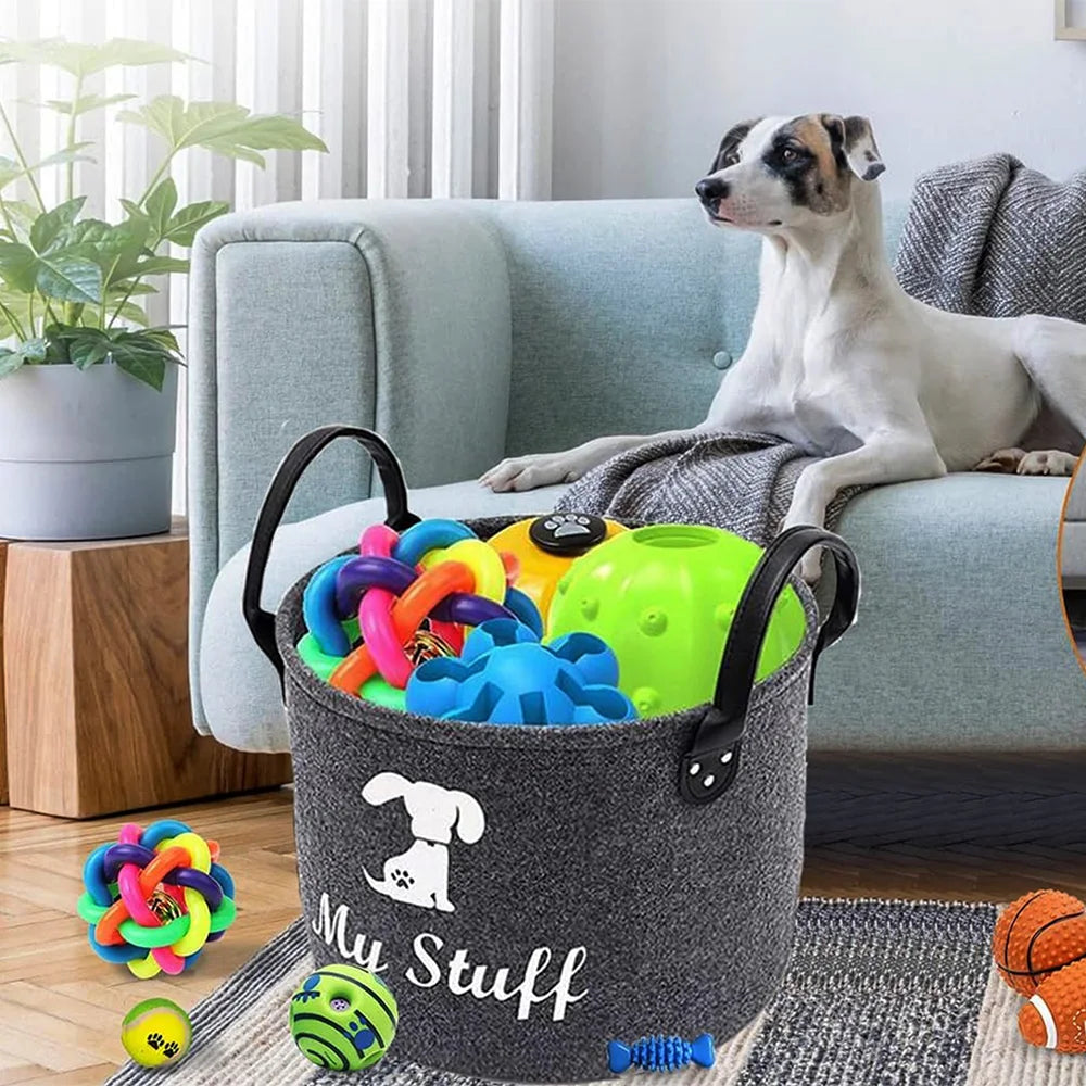 Felt Dog Toy Storage Basket for Organizing Pet Supplies