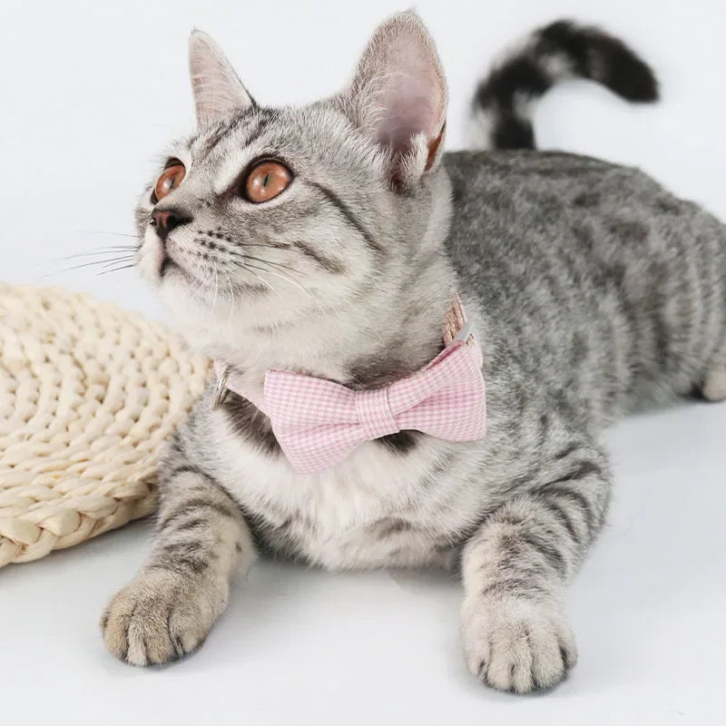 Adjustable Cat Collar with Bow Tie