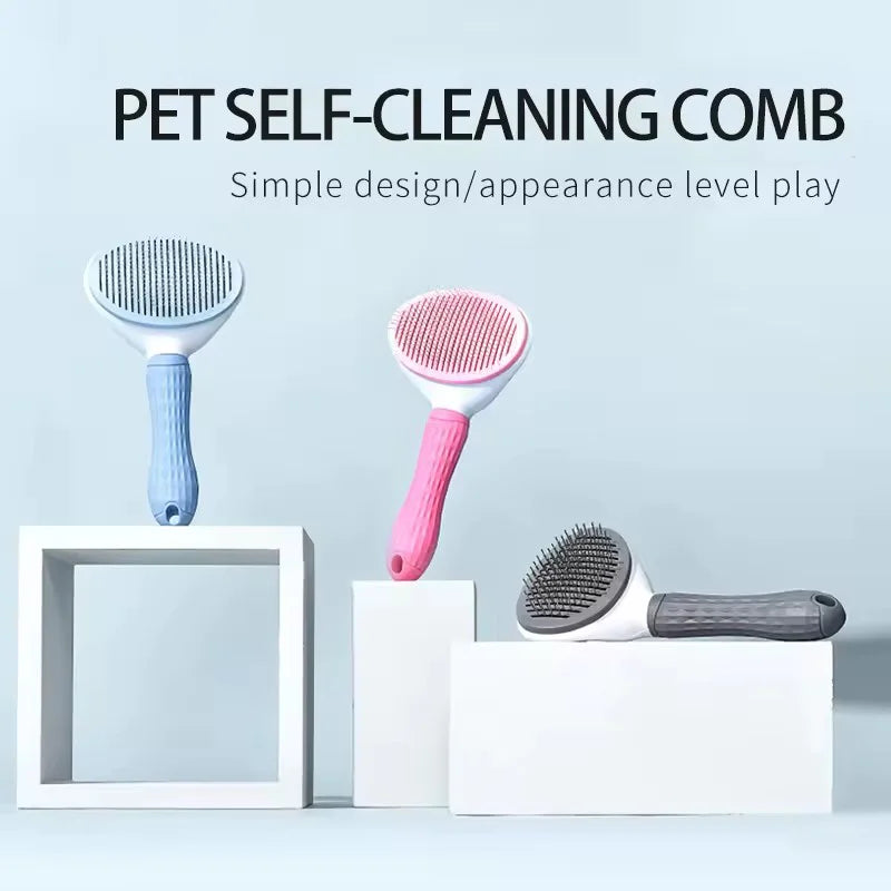 Self Cleaning Pet Grooming Massage Brush for Hair Removal