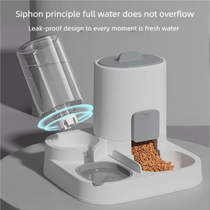 Automatic Gravity Pet Feeder And Water Dispenser Two-in-One Bowl Large Capacity