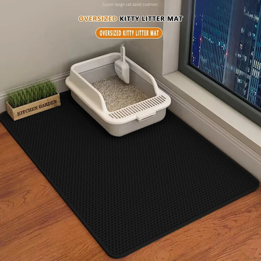 Cat Litter Mat 2-Layer Sand Trapping Waterproof Base Non-Slip