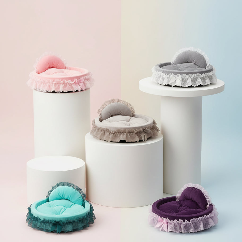 Dreamy Lace Bow Pet Elegant Cozy Nest Bed
