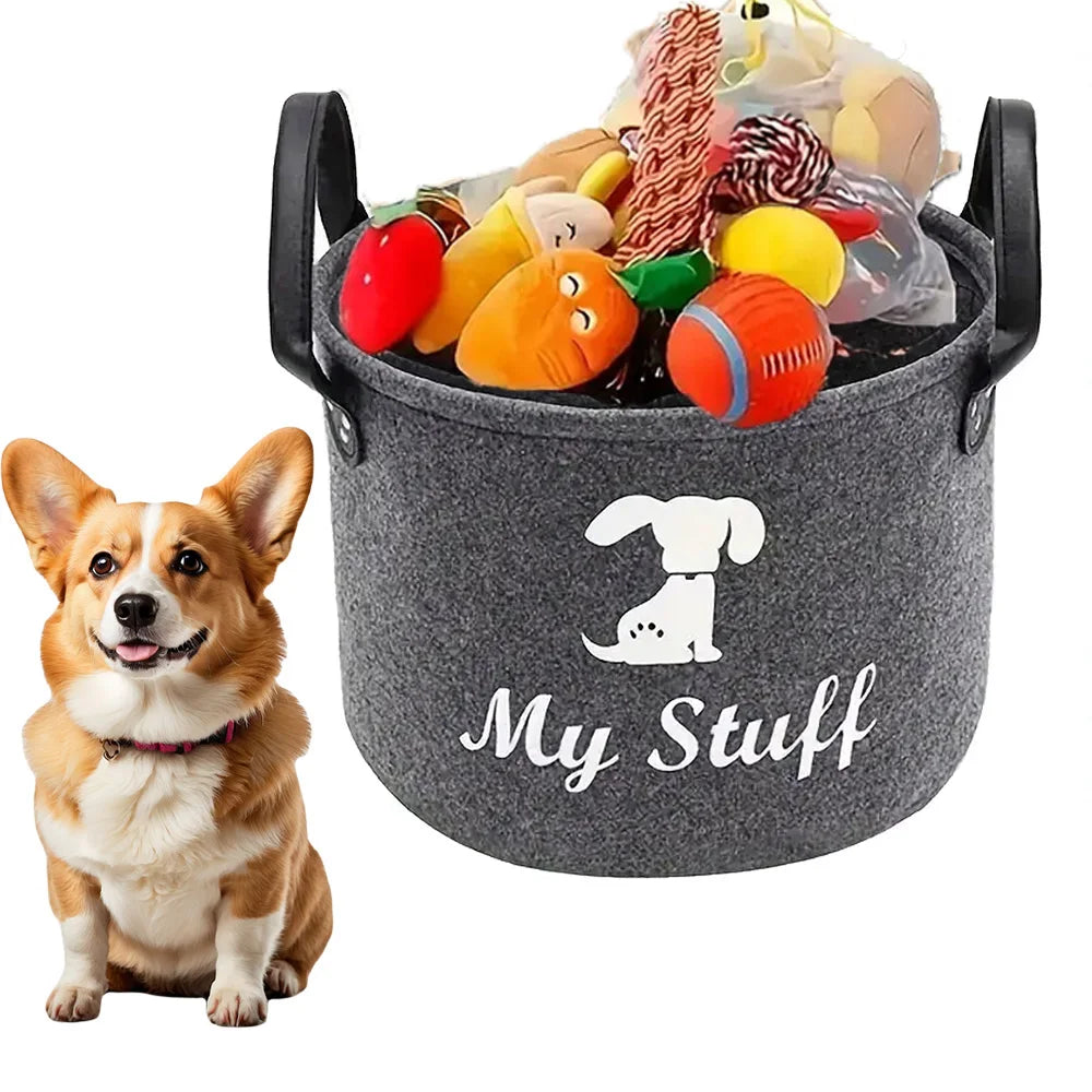 Felt Dog Toy Storage Basket for Organizing Pet Supplies