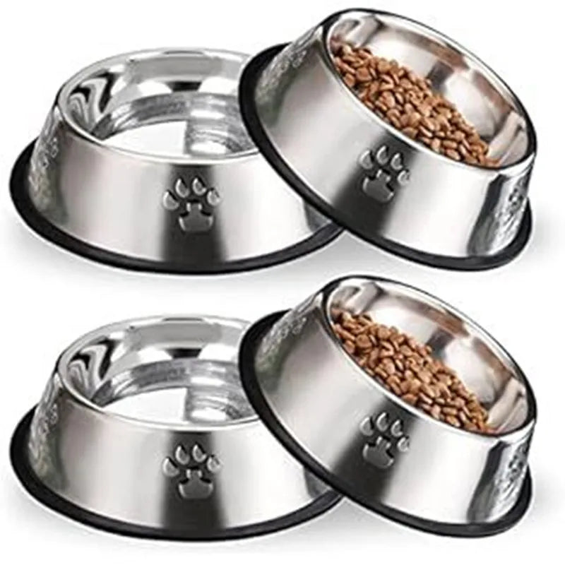 Premium Stainless Steel Round Pet Bowl Anti-tip