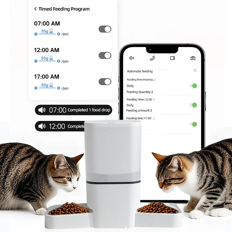 Automatic Double Pet Feeder 6L Capacity with Smart Timer - WHITE